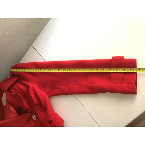 ARDEN B-WOMEN RED SIDE POCKET BUTTON CLOSURE BELT TRENCH COAT JACKET SIZE MEDIUM - Picture 5 of 7